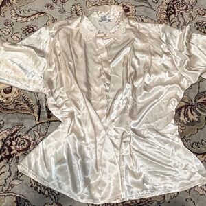 Notations Cream Satin Button Down Shirt